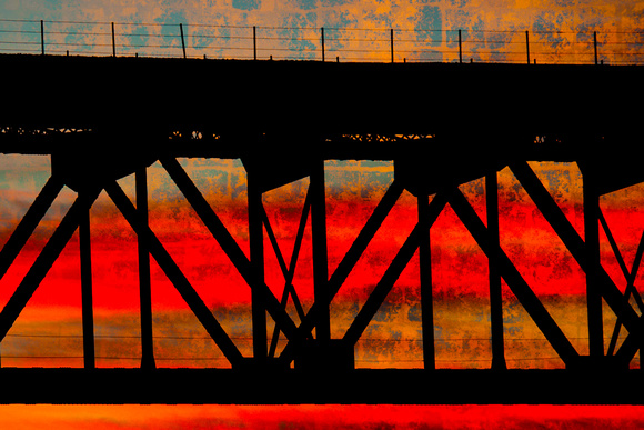 Railroad Bridge Abstract at Sunrise